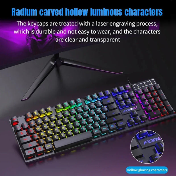 Wired Office Gaming Keyboard Mouse Set USB