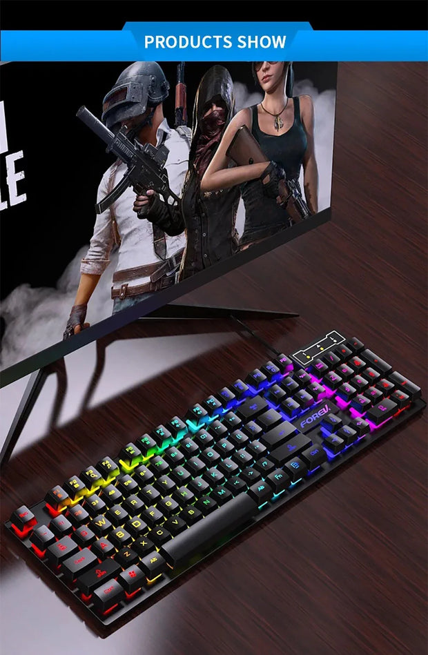 Wired Office Gaming Keyboard Mouse Set USB