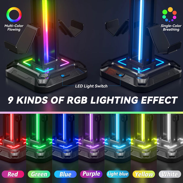 KDD Headset Stand with 9 Light Modes