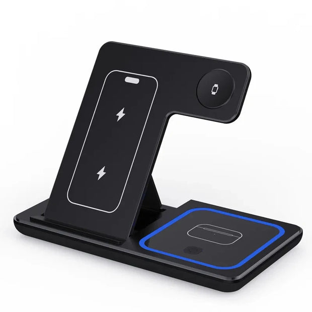 3 In 1 Foldable Wireless Charger Stand For iPhone 15 14 13 12 Pro Max P