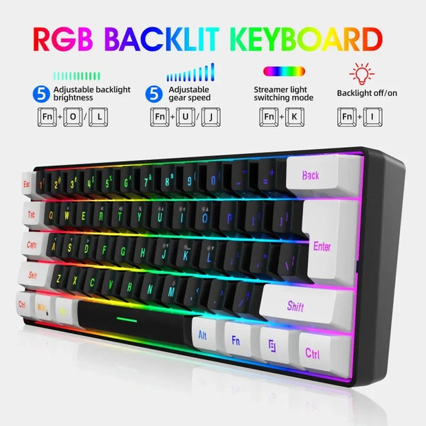 Keyboard and mouse 60% computer gaming combo