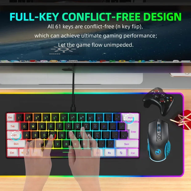 Keyboard and mouse 60% computer gaming combo